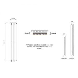 Viva 600 x 1185mm White Vertical Designer Radiator - Image 3