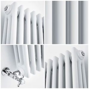 Tradicio 600 x 1190mm White Horizontal Three Column Radiator - Image 3