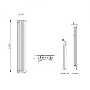 Tradicio 600 x 1190mm White Horizontal Three Column Radiator - Image 4